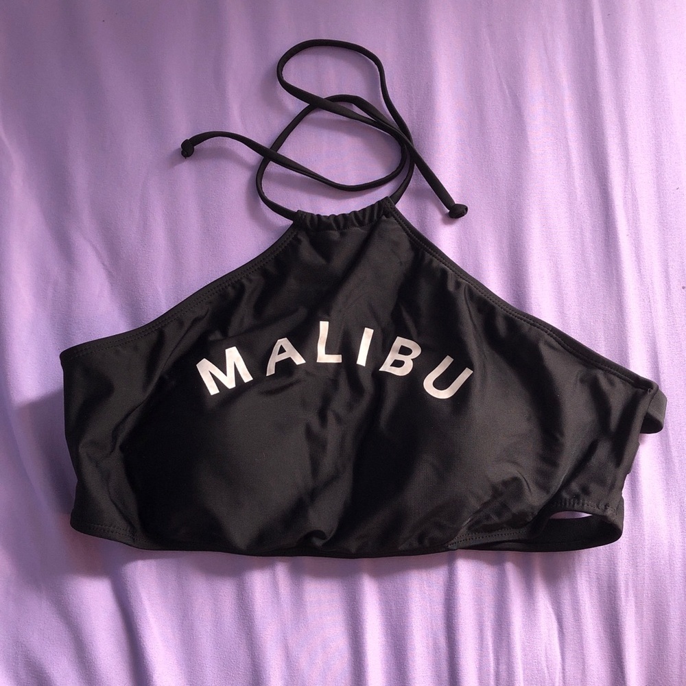 Black High-Neck Halter Bikini Top